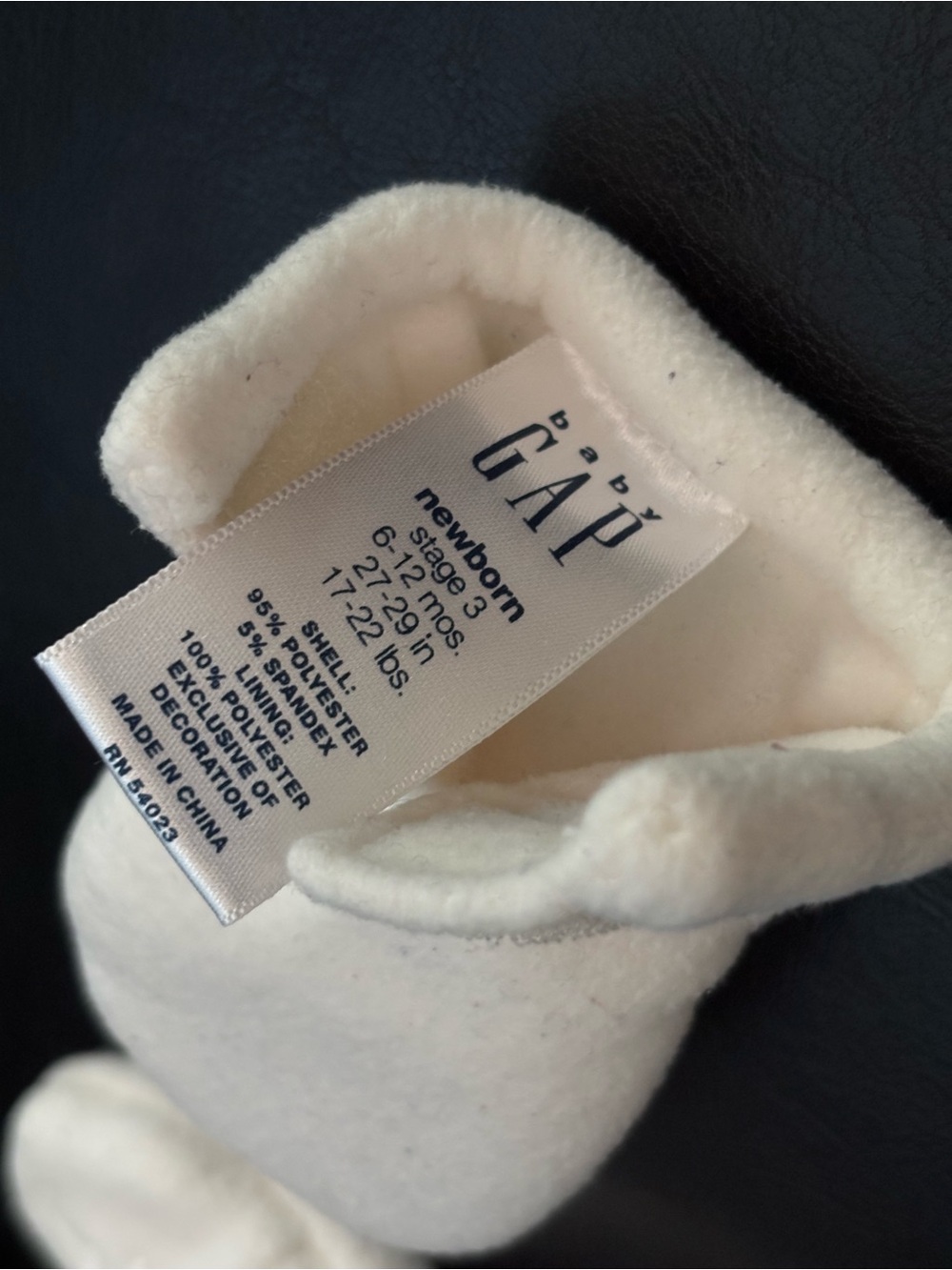 Baby Gap Fleece Mittens Unisex 6-12 Months Warm Winter Off White Cream Bear Ears - Picture 3 of 4